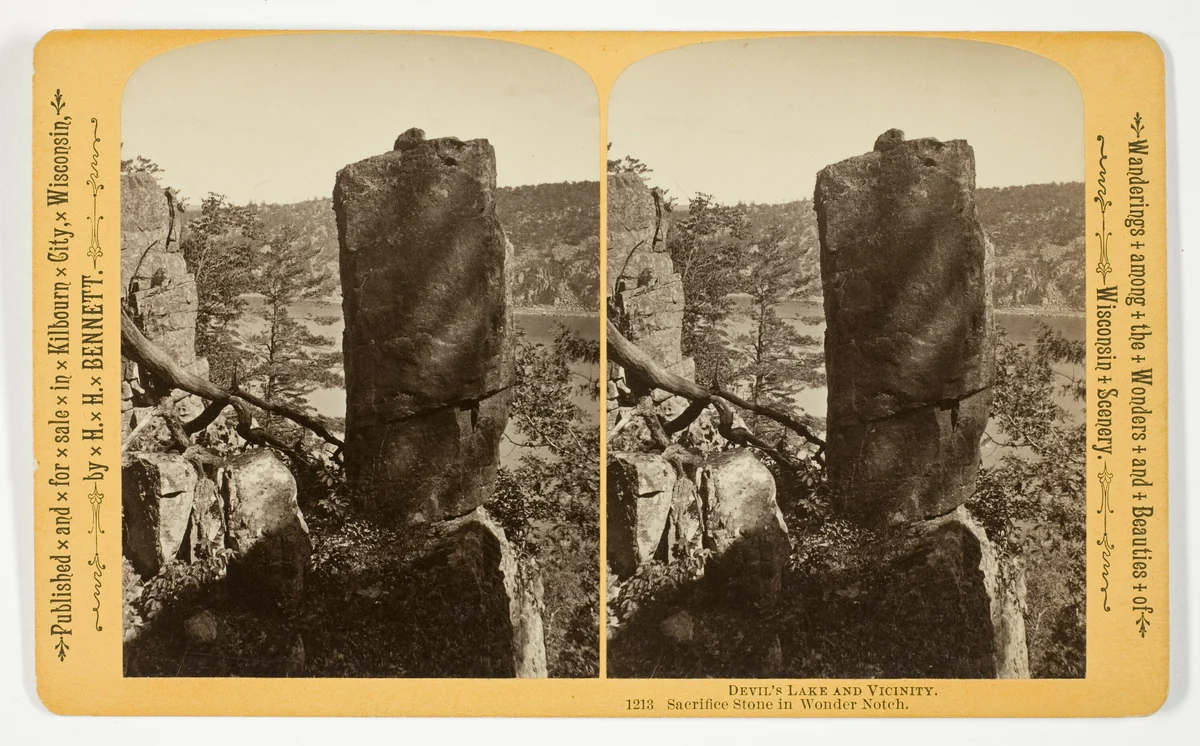 Sacrifice Stone in Wonder Notch, No. 1213 from the series "Devil's Lake and Vicinity" by Henry Hamilton Bennett, photograph, 1870-1908