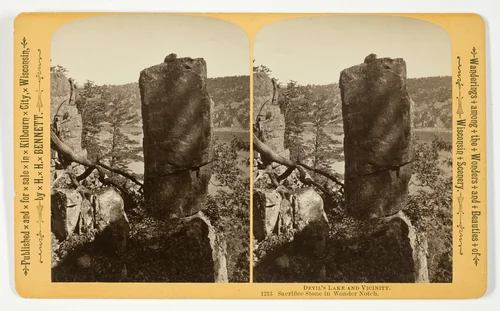 Sacrifice Stone in Wonder Notch, No. 1213 from the series "Devil's Lake and Vicinity" by Henry Hamilton Bennett, photograph, 1870-1908