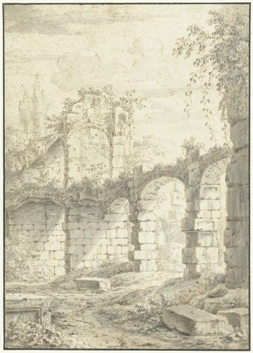Romeinse ruïnes by Johann Franz Ermels, drawing, 1651-1693