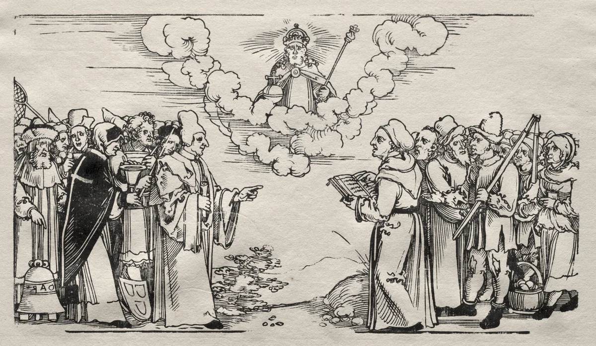 Dispute between Luther and a Catholic Theologian by Hans Sebald Beham, print