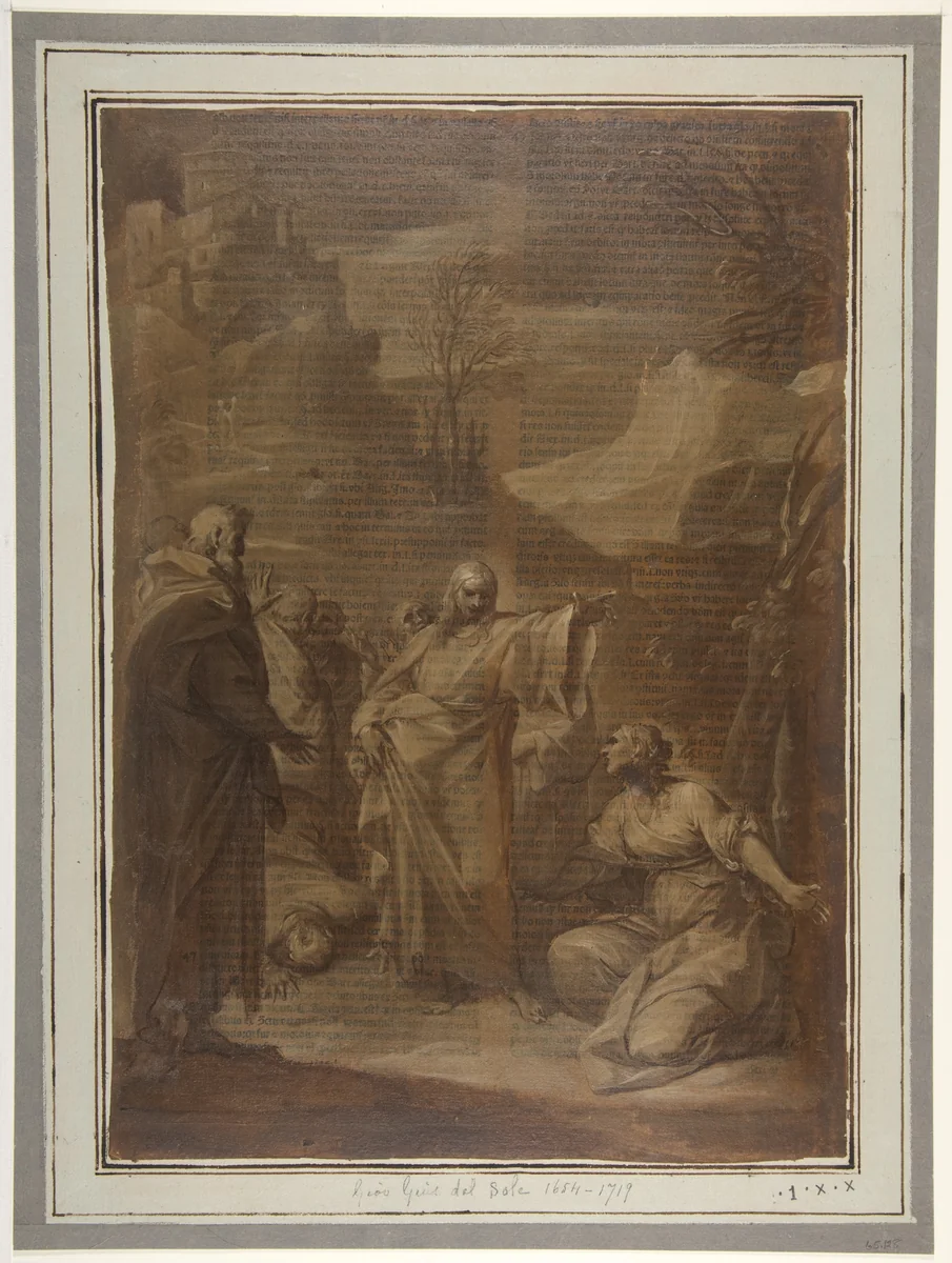 Christ and the Canaanite Woman by Giovan Gioseffo Dal Sole, drawing, 1654-1719