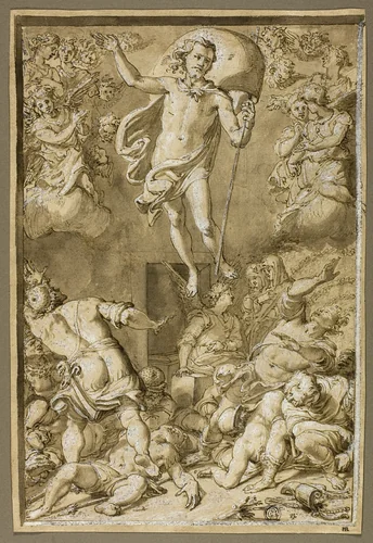 Study for the Resurrection by Santi di Tito, drawing, 1572-1576