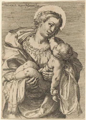 The Madonna and Child with an Apple by Annibale Carracci; Pietro Stefanoni, print, 1590-1593