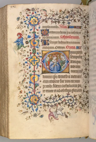 Hours of Charles the Noble, King of Navarre (1361-1425): fol. 283v, Martyrs: Unidentified Saint, SS. Stephen and Lawrence by Master of the Brussels Initials and Associates, book, 1400-1410