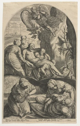 The Disciples of Christ Carrying His Body to the Tomb by Jacob Matham, print, 1594