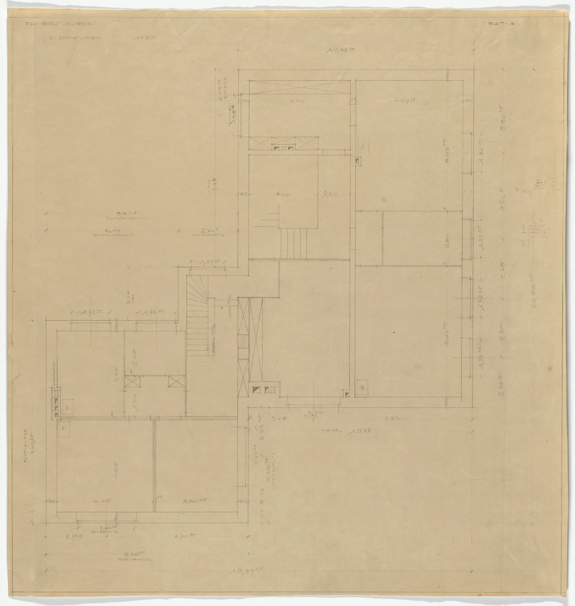 Wolf House, Gubin, Poland (Second floor plan [final version]) by Ludwig Mies van der Rohe, mies van der rohe archive, 1925