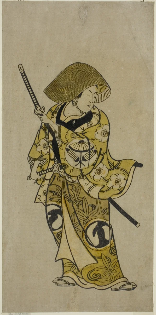 The Actor Sawamura Kamesaburo as Nagoya Kosanza in the play "Keisei Fukubiki Nagoya," performed at the Nakamura Theater in the first month, 1731 by Okumura Toshinobu, print, 1731