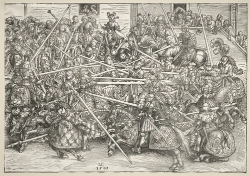 The Tournament with lances by Lucas Cranach, print, 1509