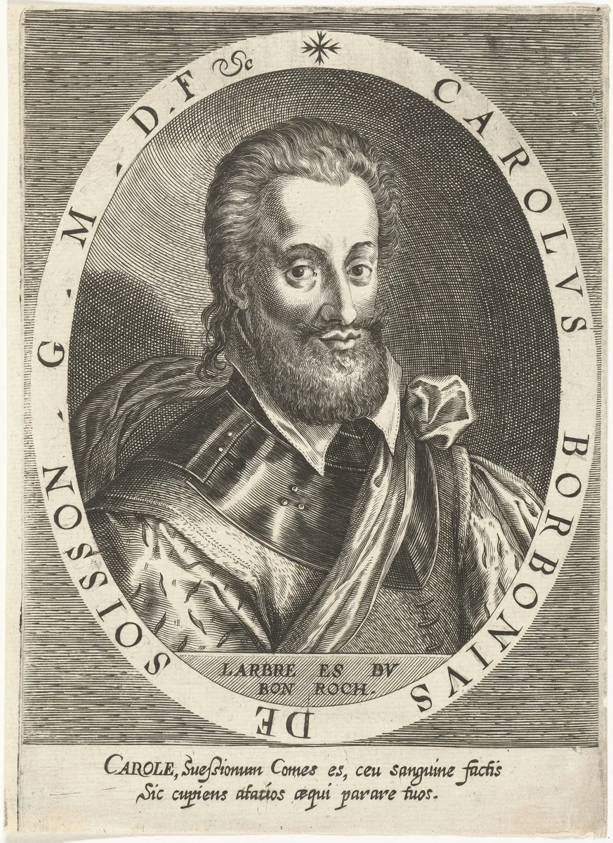 Portret van Charles de Bourbon, graaf van Soisson by Dominicus Custos, print, 1600-1604