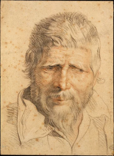 Head of a Man by Flemish, drawing, 1636-1670
