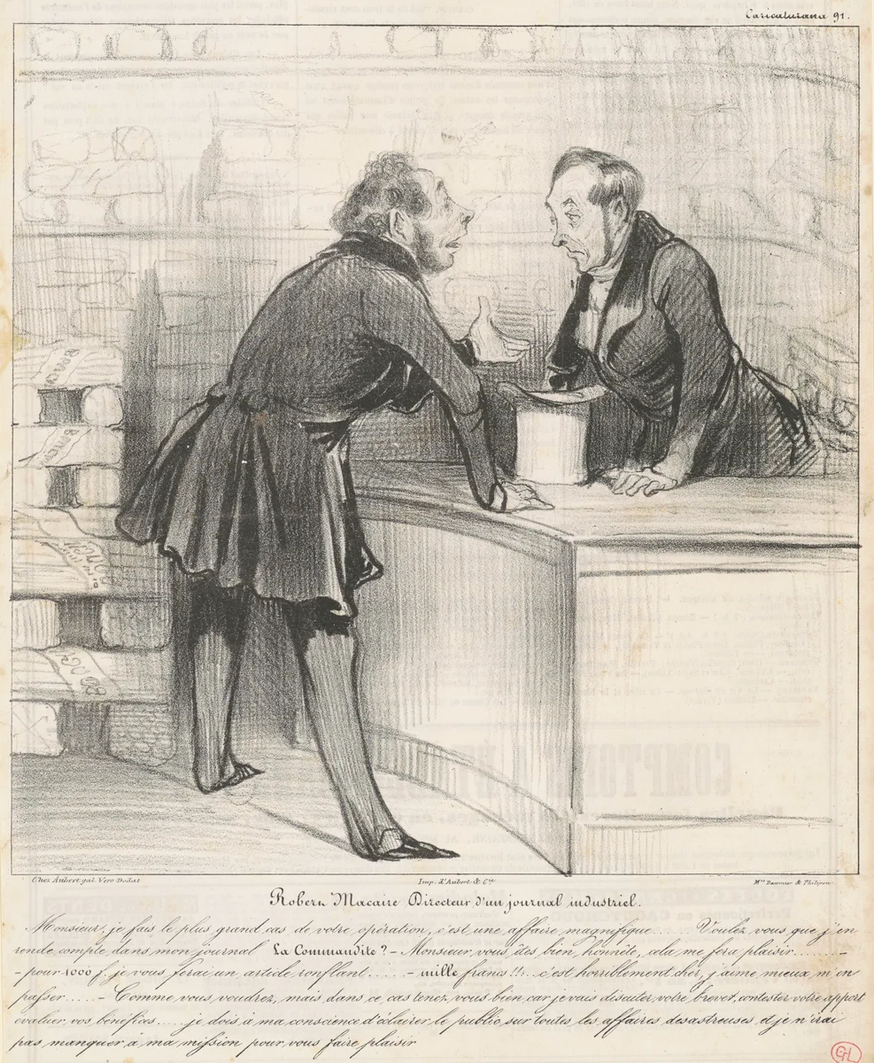 Robert Macaire Directeur by Honoré Daumier, print, 1838