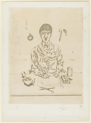 Self Portrait with Objects by Léonard Tsuguharu Foujita, print, 1923