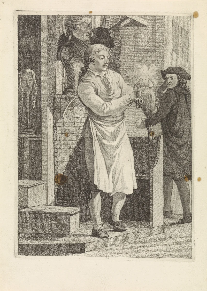 Pruikenmaker by Mathias de Sallieth, print, 1772-1791