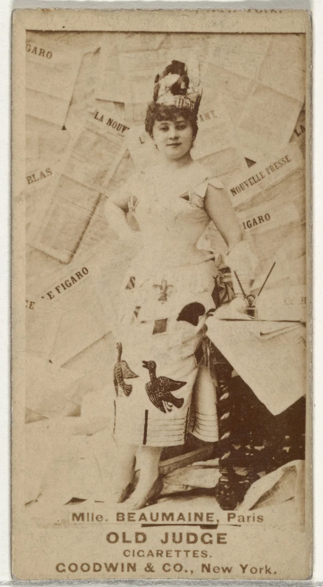 Mlle. Beaumaine, Paris, from the Actors and Actresses series (N171) for Old Judge Cigarettes by Goodwin & Company, photograph, 1886-1890