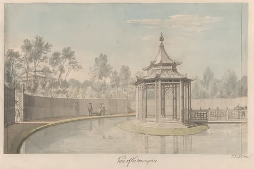 View of the Menagerie at Kew by Thomas Sandby, drawing, 1763
