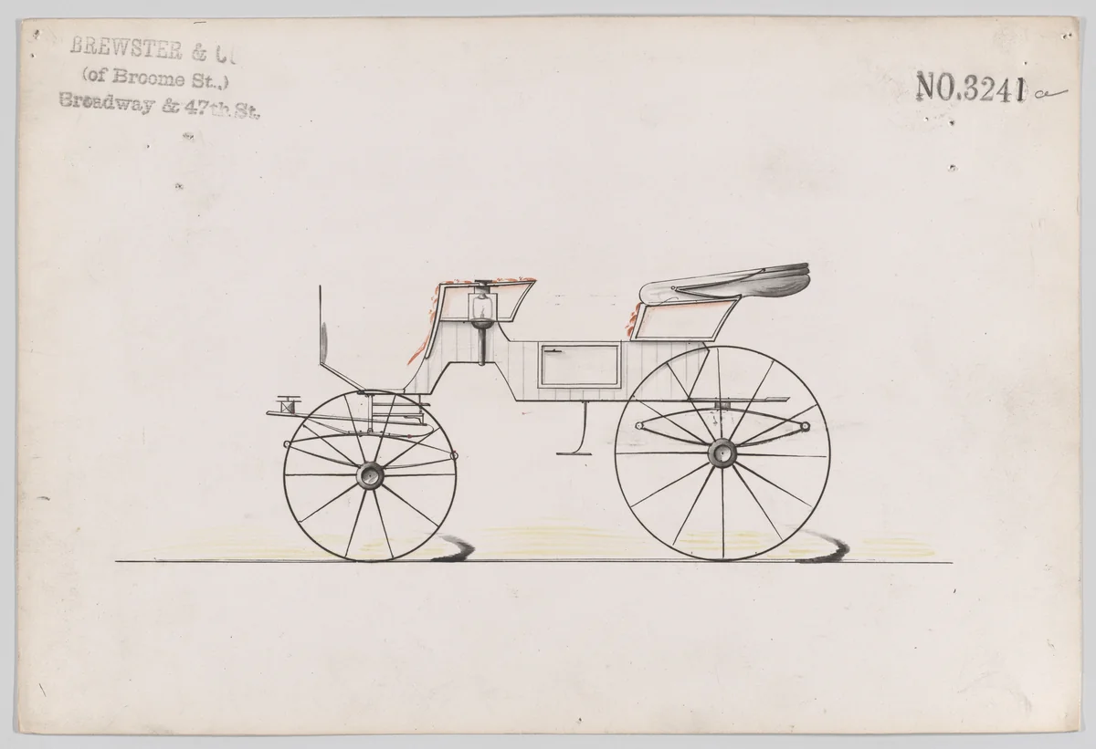 Design for Park or Cabriolet Phaeton, no. 3241a by Brewster & Co., drawing, 1876