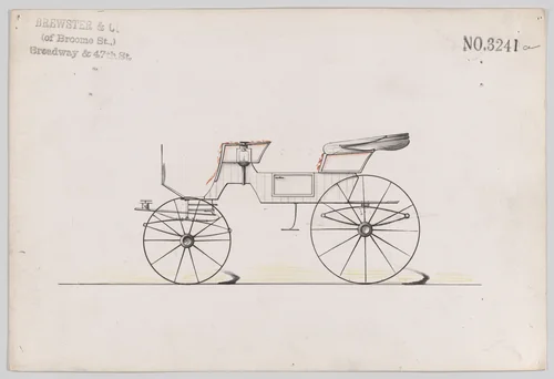 Design for Park or Cabriolet Phaeton, no. 3241a by Brewster & Co., drawing, 1876