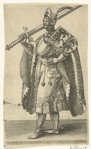 Portret van Willem IV, graaf van Holland by Adriaen Matham, print, 1620