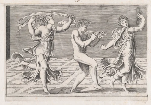 Dance of Fauns and Bacchants, from "Speculum Romanae Magnificentiae" by anonymous, print, 1500-1550