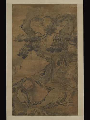 Drunken recluse beneath an old tree by Chen Zihe, painting, 1500-1533