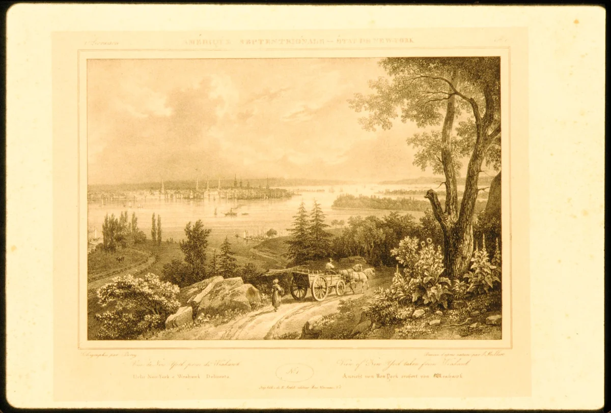 View of New York taken from Weehawken (Amérique Septentrionale - État de New-York) by Isidore-Laurent Deroy, print, 1826