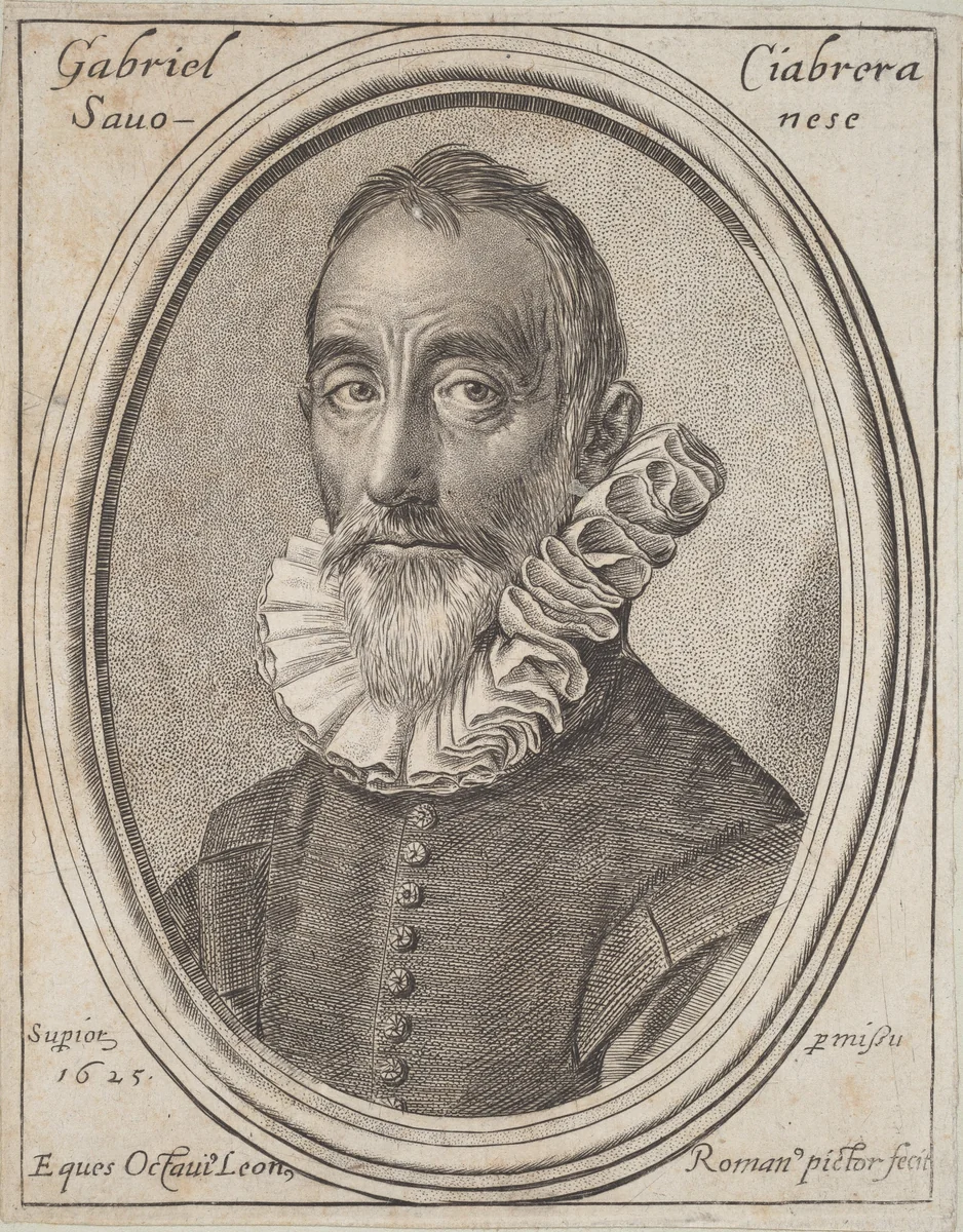 Gabriello Chiabrera by Ottavio Leoni, print, 1625