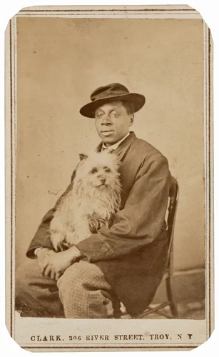 Portrait of a Man and Dog by Charles R. Clark, photograph, 1855-1865