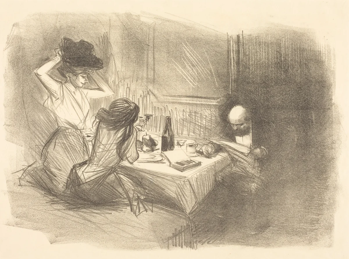 Le cabinet particulier (5e planche) (The Private Room) (fifth plate) by Jean-Louis Forain, print, 1888-1898