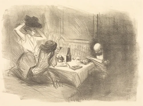 Le cabinet particulier (5e planche) (The Private Room) (fifth plate) by Jean-Louis Forain, print, 1888-1898