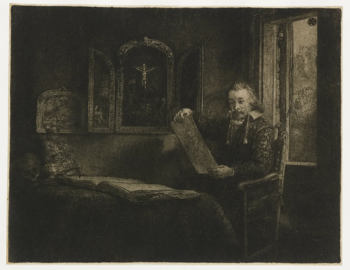 Abraham Francen by Rembrandt van Rijn, print, 1657