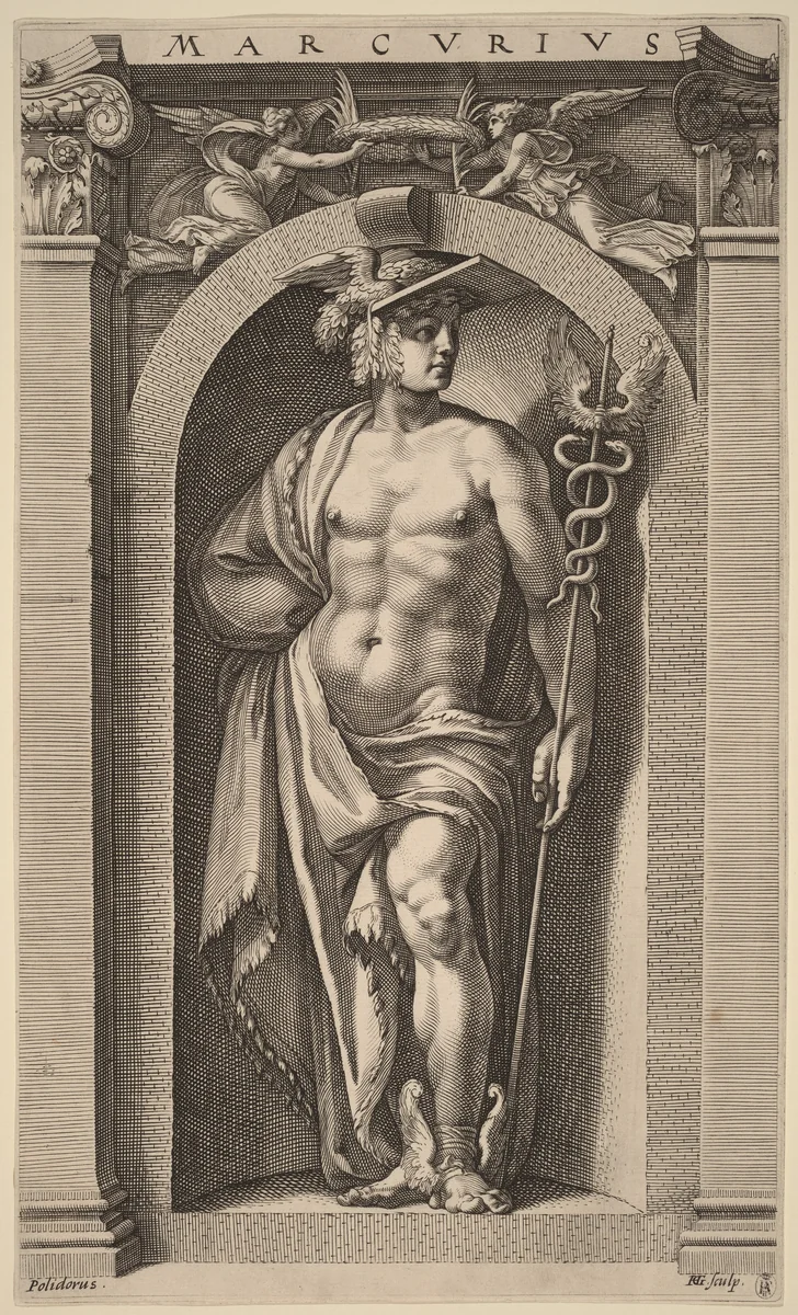 Mercury by Hendrick Goltzius
Polidoro da Caravaggio, print, 1592