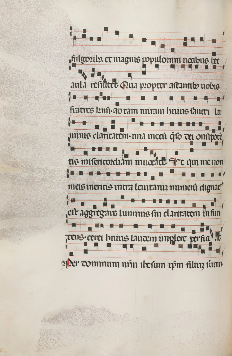 Missale: Fol. 153v: Music for "Exultet" by Bartolommeo Caporali, book, 1469
