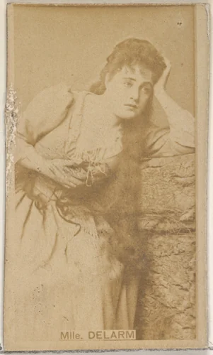 Mlle. Delarme, from the Actors and Actresses series (N45, Type 8) for Virginia Brights Cigarettes by Allen & Ginter, photograph, 1885-1891