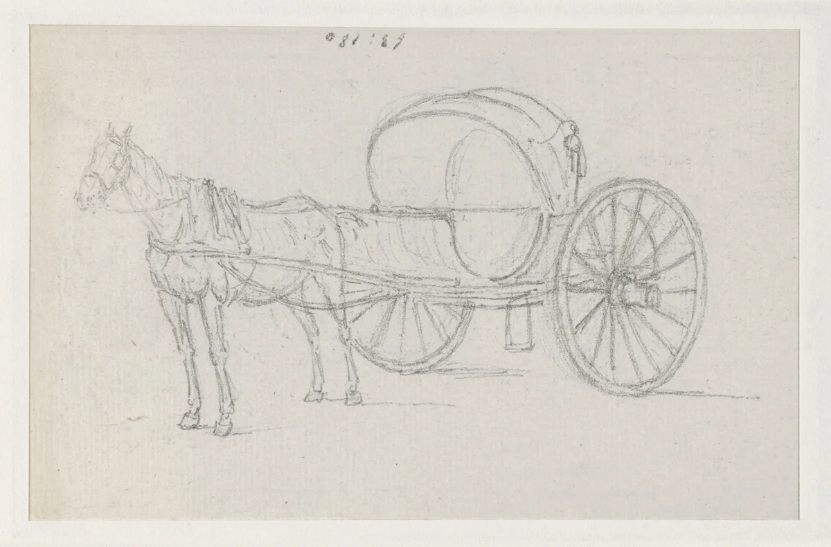 Calèche met één paard by Georges Michel, drawing, 1773-1843