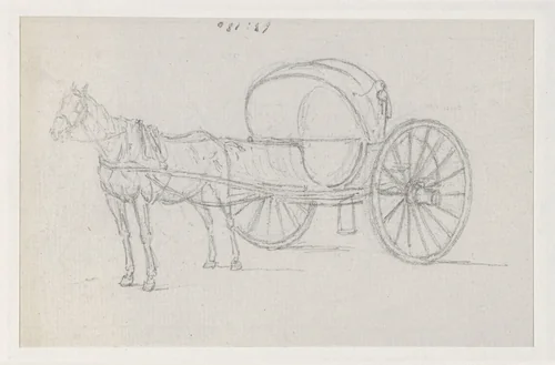 Calèche met één paard by Georges Michel, drawing, 1773-1843