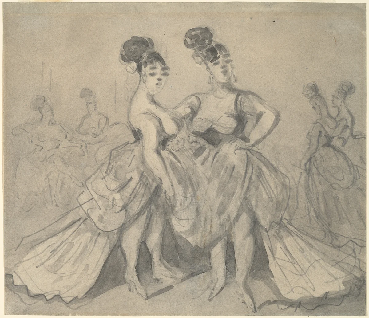 Two Women of Pleasure by Constantin Guys, drawing, 1860-1870