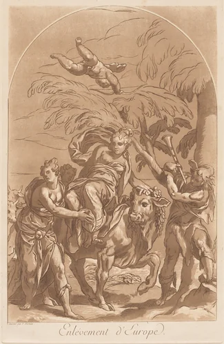 Rape of Europa by François-Philippe Charpentier; Nicolas Le Sueur; Paolo Farinati, print, 1763