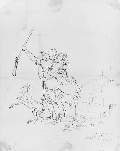 The Soldier's Farewell (from McGuire Scrapbook) by Emanuel Leutze, artwork, 1859