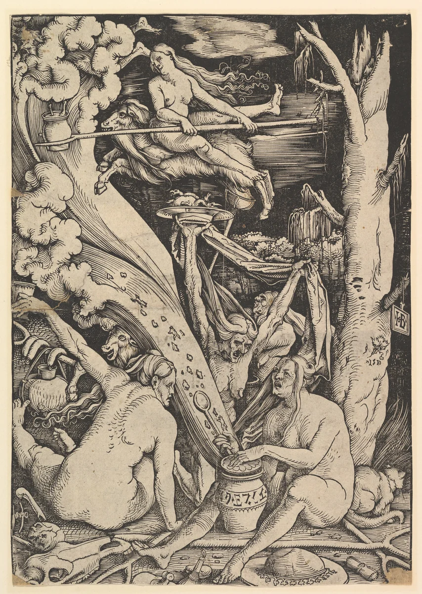 The Witches by Hans Baldung, print, 1510