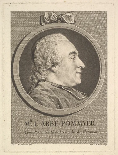 Portrait of L'Abbé Pommyer by Augustin de Saint-Aubin, print, 1771