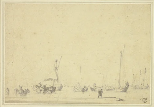 Boats at Anchor by Willem van de Velde, drawing, 1653-1707