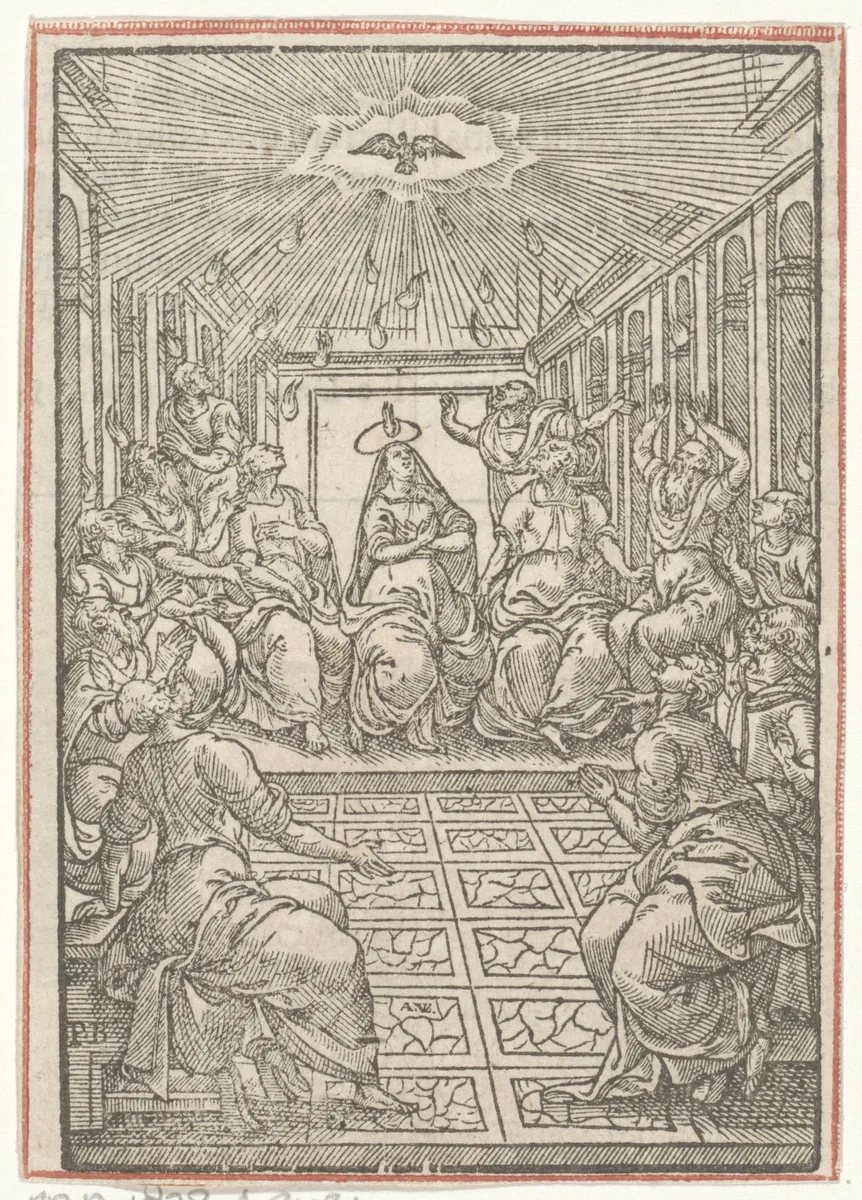 Uitstorting van de Heilige Geest by Unknown, print, 1571-1632
