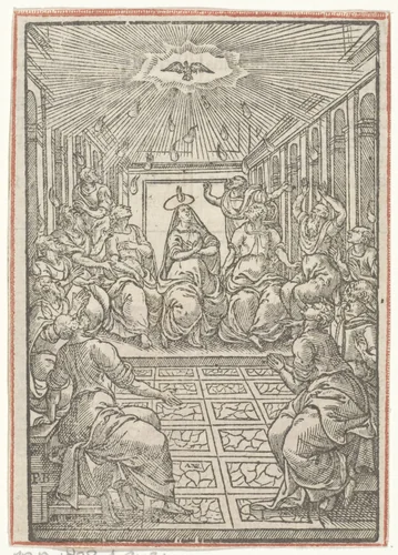 Uitstorting van de Heilige Geest by Unknown, print, 1571-1632