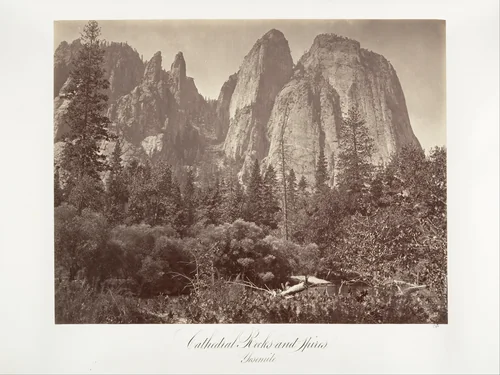 Cathedral Rocks and Spires by Carleton E. Watkins, photograph, 1870-1874