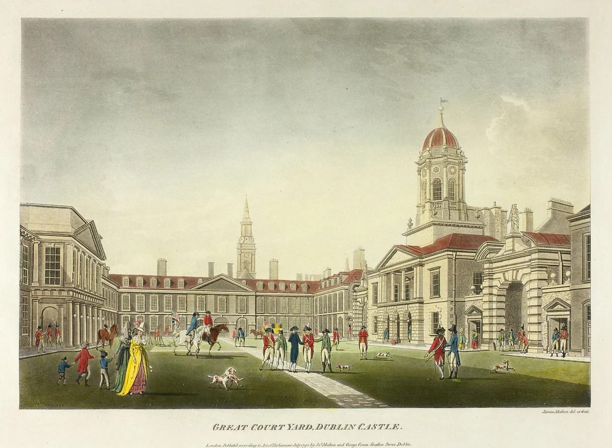 Great Courtyard, Dublin Castle by James Malton, print, 1792