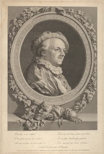 Pierre Louis Dubus de Preville by Antoine Louis Romanet, print, 1760-1820