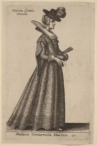 Mulier Generosa Italica by Wenceslaus Hollar, print, 1644