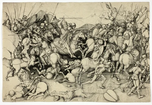 The Battle of St. James The Greater at Clavijo by Martin Schongauer, print, 1450-1491