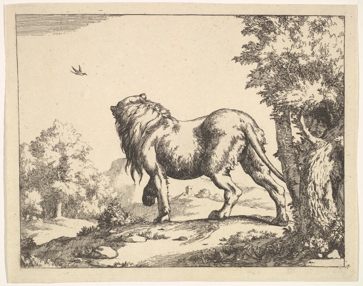 Plate 4 from "The Lions" by Marcus de Bye, print, 1659-1669