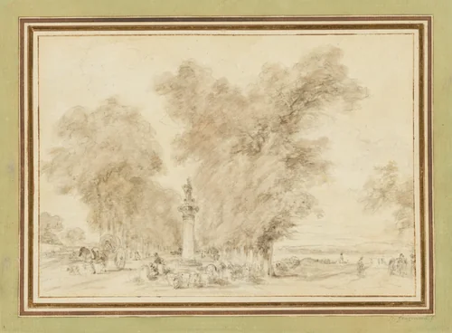 Landscape with Road and Monument by Jean Honoré Fragonard, drawing, 1736-1835